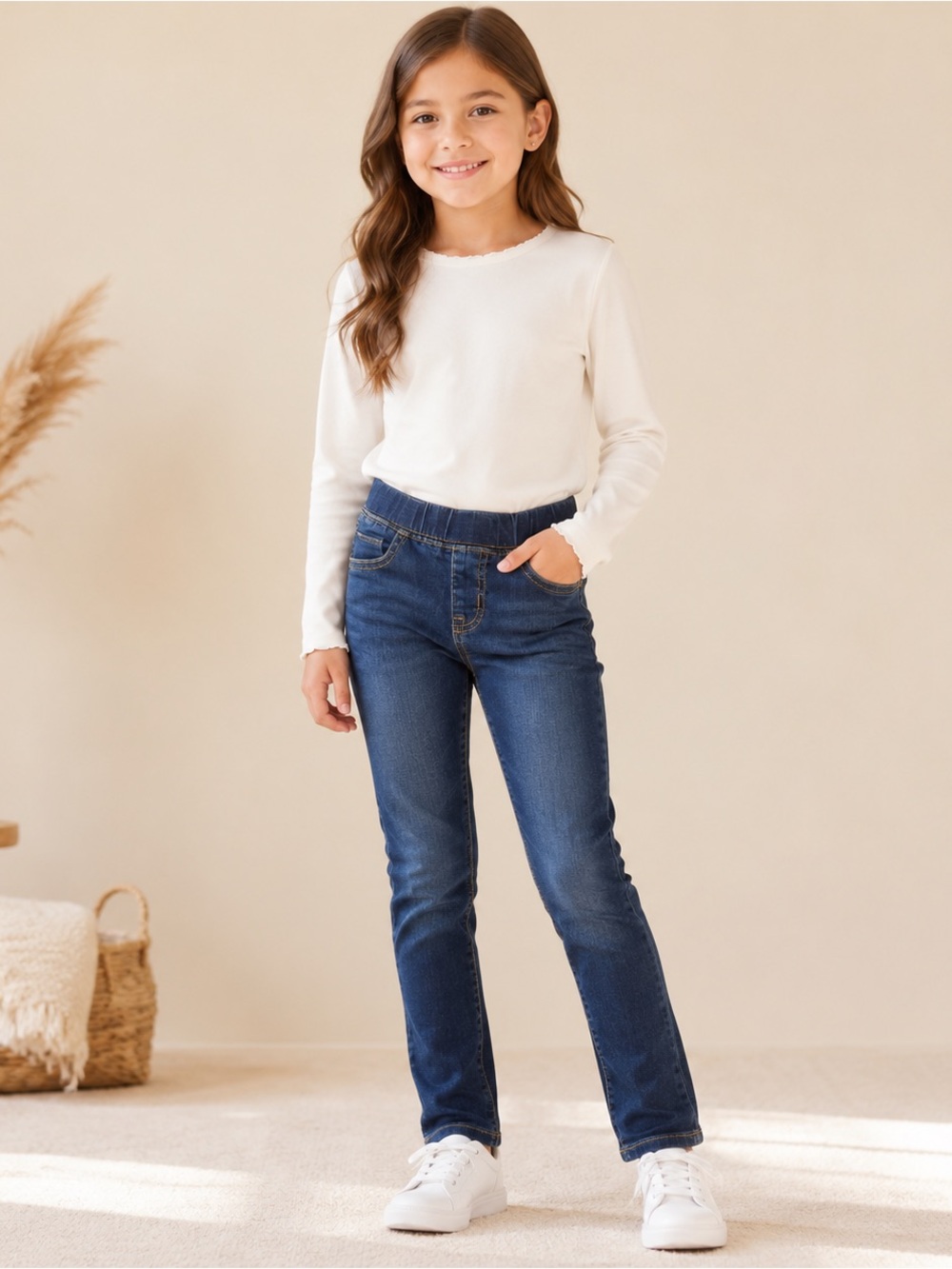Cat & Jack Girls Size 7 Pull On Dark Wash Jeans